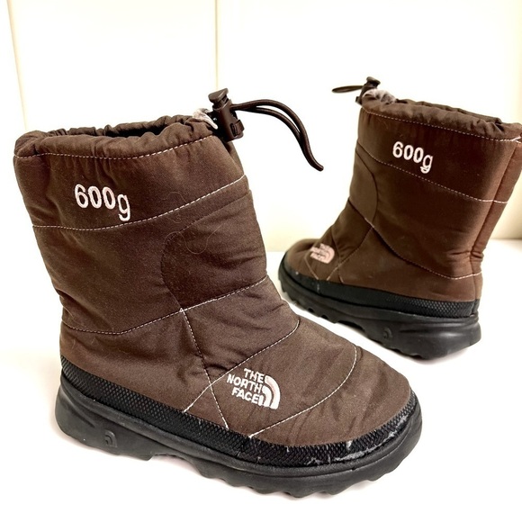 The North Face 600g Nuptse Bootie II 
Winter Snow Boots Girls Brown size 3 - Picture 1 of 10